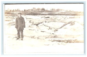 1904-1918 Echt Foto Postkarte Mann in verschneiten Anita Iowa Landschaft - Bild 1 von 2