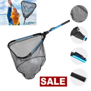 Foldable Pole Fishing Net Landing Mesh Fish Catch Folding Handle Lightweight New - Picture 1 of 14