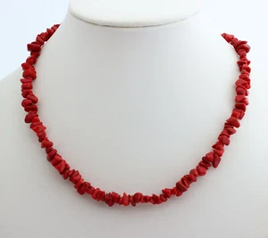Cadena de coral de bambú cadena de astillas cadena de piedras preciosas rojo tambor aprox. 43-45 cm de largo - Imagen 1 de 2