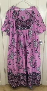 Only Necessities Patio Lounge House Porch Dress 6X Pink Floral Muumuu Kaftan - Picture 1 of 11