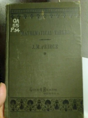 Vintage Mathematical Tables From 1st edition , 1880 book. J.M. Peirce - Image 1 of 4