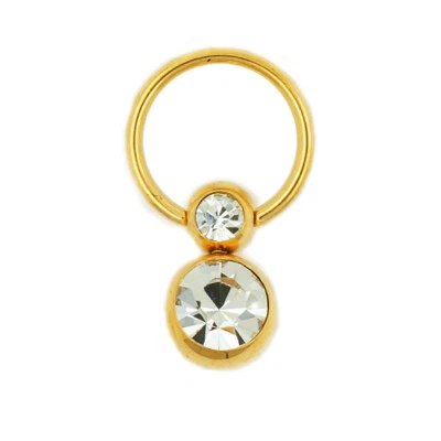 Gold Doppel Klemmkugel Ring mit Kristallen Intim Brust Ohr Piercing K:5+8mm - Bild 1 von 2