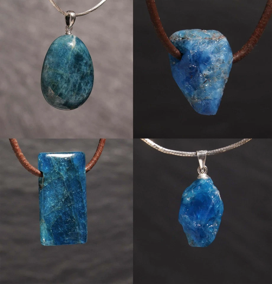 Unikat Edelstein Anhänger Apatit petrol und blau für Ketten und Band Steinschatz - Bild 1 von 1