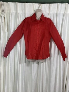 H&M Tuxedo Front Button Up Red Cotton Long Sleeve Size 16 - Picture 1 of 10