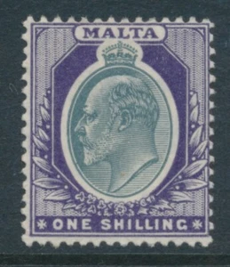 Malta 1903 SG 44 One Shilling Grey & Violet Mint Crown CA - Picture 1 of 2