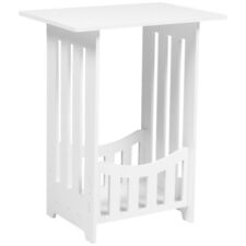 Petite table de chevet blanche avec panier et étagère pour chambre ou salon