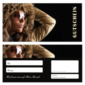 50 Geschenkgutscheine (GUT-703) Gutscheine Einzelhandel Leder Brillen Shopping - Bild 1 von 3