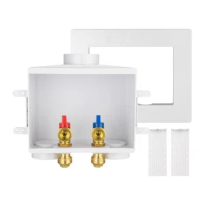 EFIELD Washing Machine Outlet Box W/H Valves, Double Drain, 1/2" Push Fit Inlet - Picture 1 of 8
