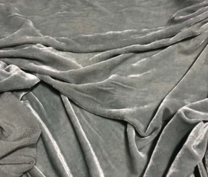 SAGE GRAY Hand Dyed Silk Velvet Fabric - Picture 1 of 2