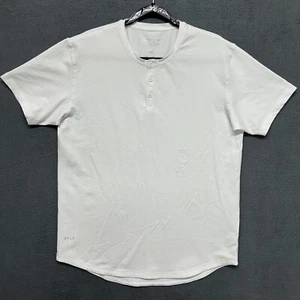 BYLT Shirt Mens Large White Short Sleeve Henley T Shirt Solid Lux Gym Training - Picture 1 of 9