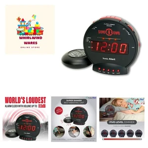Sonic Bomb Dual Extra Loud Alarm Clock with Bed Shaker, Black | Vibrating, He... - Picture 1 of 8