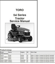 Toro 518xi 520xi 522xi 520Lxi 523Dxi Lawn Tractor Repair Service Manual CD - 5xi