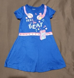 Jojo Siwa Girls Short Sleeve Play Dress Blue Feel the Beat Music Graphic Print S - Picture 1 of 9