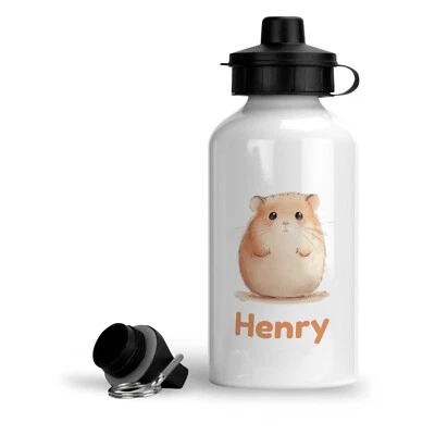 Personalised Metal Hamster Drinks Water Bottle for Kids. School, nursery, flask. - Image 1 of 4