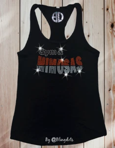 Gym and Mimosas Bling Racerback Tank Top Crossfit Gym Sports Training shirt  - Picture 1 of 5
