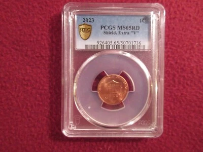 2023 p penny "extra v veriety" graded by pcgs ms65rd - Image 1 of 4