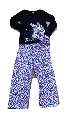 Circo Girl's Zebra Sleepwear Pj Set Black Purple Size 10-12 - Image 1 of 4