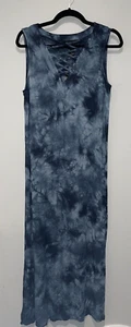 Ashley Stewart t shirt dress Size 12 tie dye cutout V neck  Blue - Picture 1 of 5