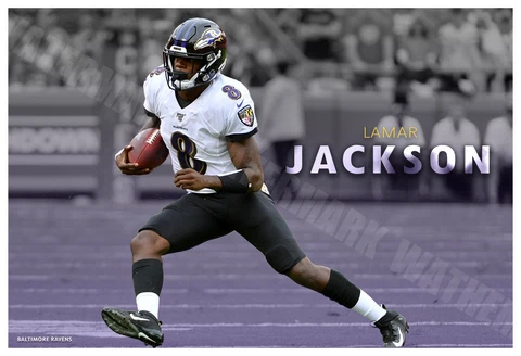 RAVENS QUARTERBACK LAMAR JACKSON HUGE 19"X13" ACTION PHOTO	 Cover