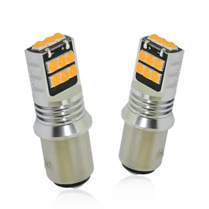 2X Amber 1157 15SMD Flip Chip Projector LED Bulb Backup Reverse Lights RV Camper - Picture 1 of 6