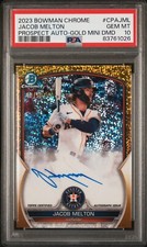 Jacob Melton 2023 Bowman Chrome Gold Mini Diamond Refractor Auto /50 PSA 10