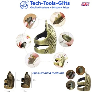 2pcs Best Design Adjustable Sewing Finger Protector Retro Metal Copper Thimble - Picture 1 of 12