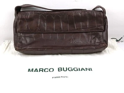 Bolso de Hombro Marco Buggiani Italia Dk Marrón Cuero Genuino Talla M con Bolsa para el Polvo Foto 1 de 4