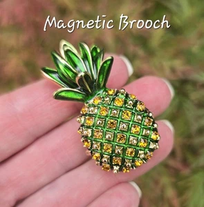 MAGNETIC Jeweled Pineapple Brooch. Housewarming, Fall, Christmas, Thanksgiving - Picture 1 of 8
