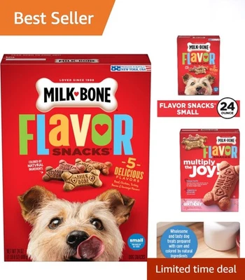 Snacks sabor crujiente golosinas para perros caja de 24 oz - carne de res, pollo y más, sin cuero crudo Foto 1 de 4