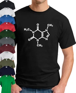 CAFFEINE MOLECULE T-SHIRT Graphic Science Elements Slogan Novelty Mens Geeky Top - Picture 1 of 24