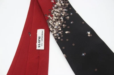 Gravata de seda Pancaldi para Davis feita na Itália ponto preto vermelho lote vintage 54x3,25 - Imagem 1 de 4