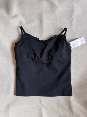 Peachy Tan Tennis Pickleball Athletic Wear Built In Bra Womens Top Black Sz S - Image 1 of 4