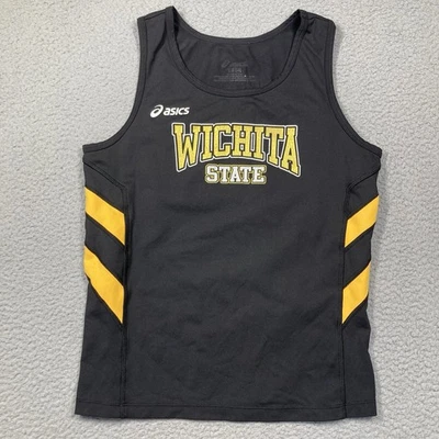 Wichita State Shockers Tank Top Womens Large Asics Black NCAA Runner RUNS SMALL - Image 1 of 4