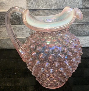 Fenton Glass Hobnail Pink Chiffon Opalescent Pitcher Iridescent Champagne 3366PY - Picture 1 of 9