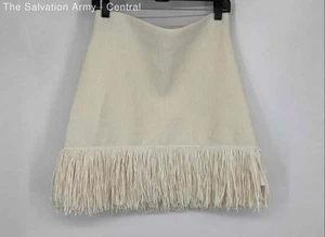 Express Womens Cream Fringe Ribbed Elastic Waist Casual Mini Skirt Size Medium - Picture 1 of 6