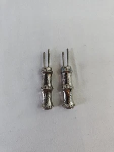 Vintage Faux Bambus Mais Halter Silberfarben Metall, 2er Set Zuckermais 2,25" - Bild 1 von 4