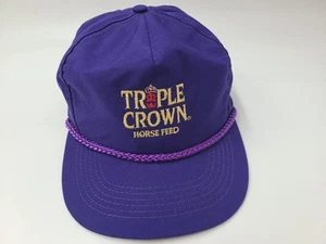 Vintage Triple Crown Horse Feed Rope Strapback Adjustable Hat Cap Racing Purple - Picture 1 of 12