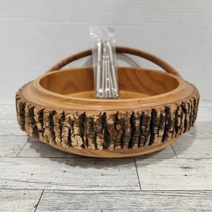 Cuenco de tuercas de madera con galletas y selecciones 11" canasta rosa acabado nogal - Imagen 1 de 6