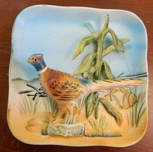 Vintage Napco Ware Ring Schwanz Fasan Vogel 3-D Wand 5" Keramikplatte - schön! - Bild 1 von 6