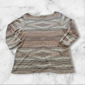 Ralph Lauren Jeans Co XL Knit Sweater Tan Tribal Boho Southwestern Striped Top - Picture 1 of 8