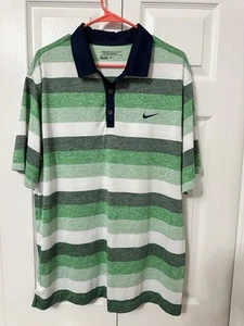 Nike Golf Polo Shirt Mens XL Green Striped Tour Performance Dri-Fit SAWGRASS - Picture 1 of 4