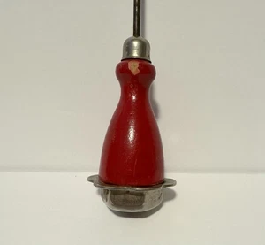 Ice Pick 8” Red Wooden Handle Flower Shape Metal Handle Cap Vintage - Picture 1 of 6
