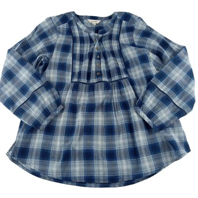 Lucky Brand Quarter纽扣农民衬衫女式小号蓝色格子上衣 — 第 1/4 张图片