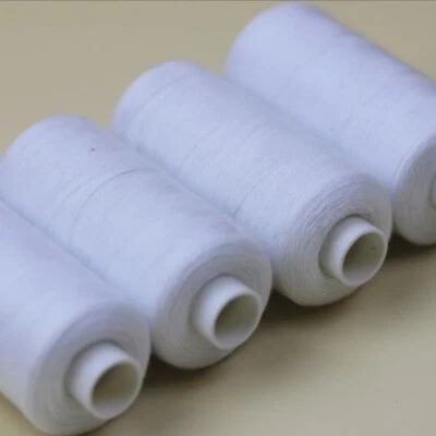 2 White Cotton Sewing Thread Reel Machine Polyester Overlocking Premium Quality  - Image 1 of 4