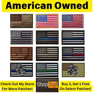 USA American Flag Patches 3"X2"  VELCRO® Brand Fastener Hook and Loop - Picture 1 of 20