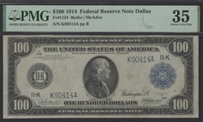 1914 $100 🇺🇸 FR. 1124 (( DALLAS )) ((11-K )) Magnificent Federal Reserve Note - Image 1 of 4