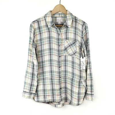 Camisa Melrose and Market Mujer XS Marfil Nube Verónica Cuadros Abotonada Túnica Foto 1 de 4