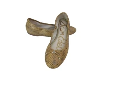 Zapatos planos de ballet de cuero de piel de serpiente Sam Edelman Felicia talla 8M Foto 1 de 4