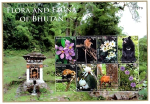 Bután 2720-21 **, hoja de recuerdo 210x145 mm, fauna + flora de Bután, nuevo - Imagen 1 de 1