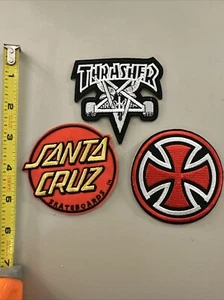 Santa Cruz, Thrasher, Independent (Embroidered Iron on Patch) Skateboard - Picture 1 of 5